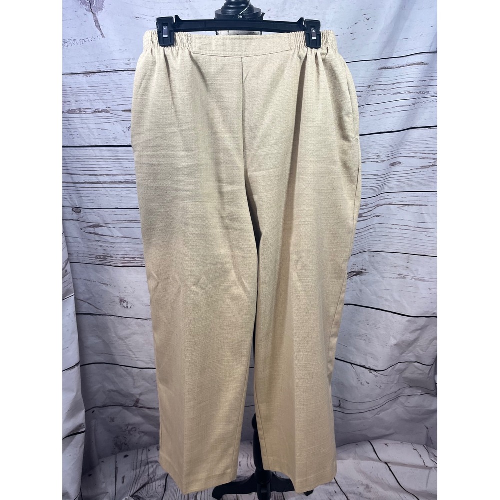 Alfred Dunner Womens Tan Beige Elastic Waist Straight Leg Pants 18W